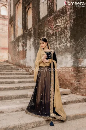 Black Anarkali Dress for Wedding with Embroidery #BB286