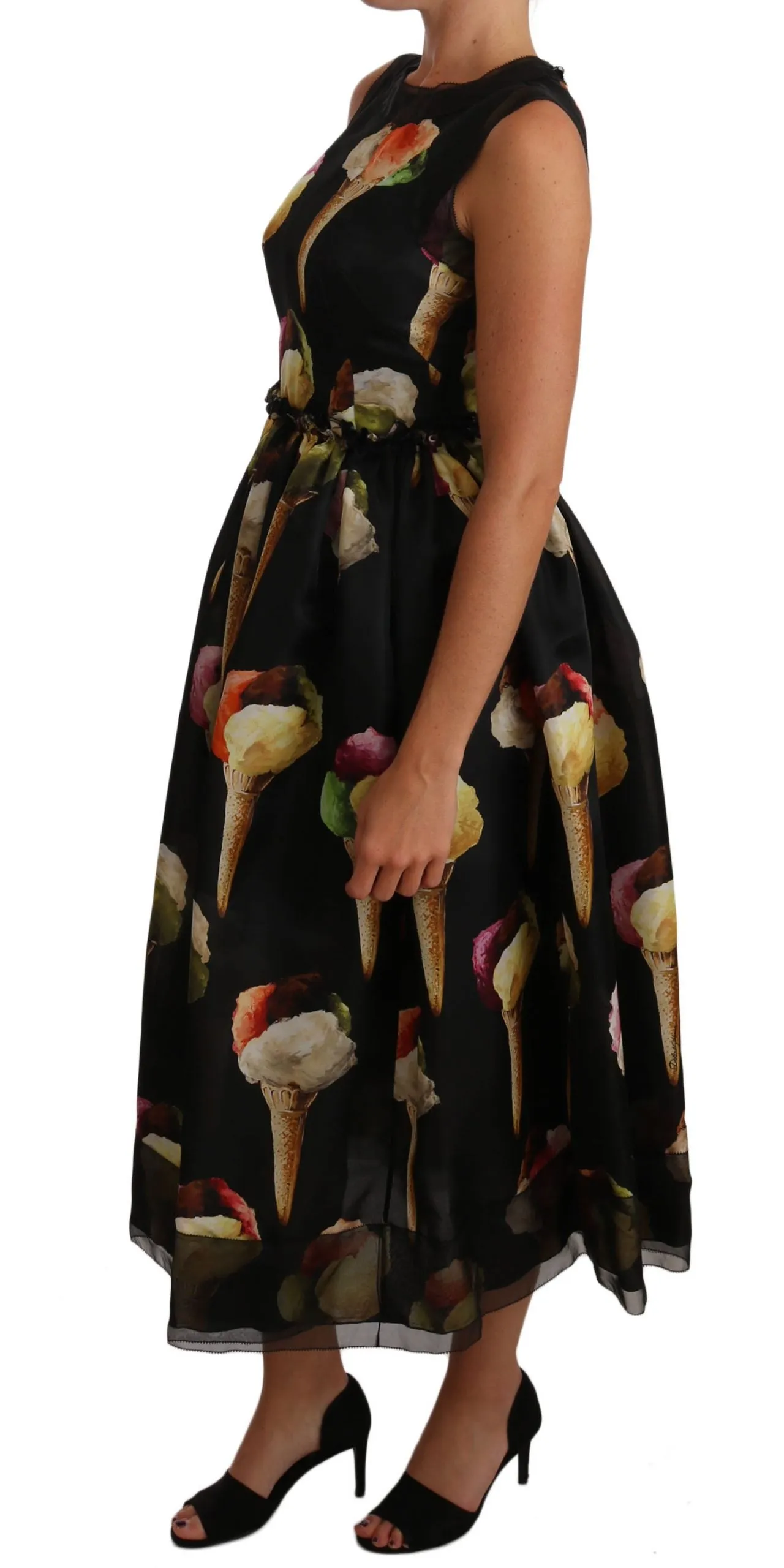 Black Ball Ice Cream Crystal Embellished Dress