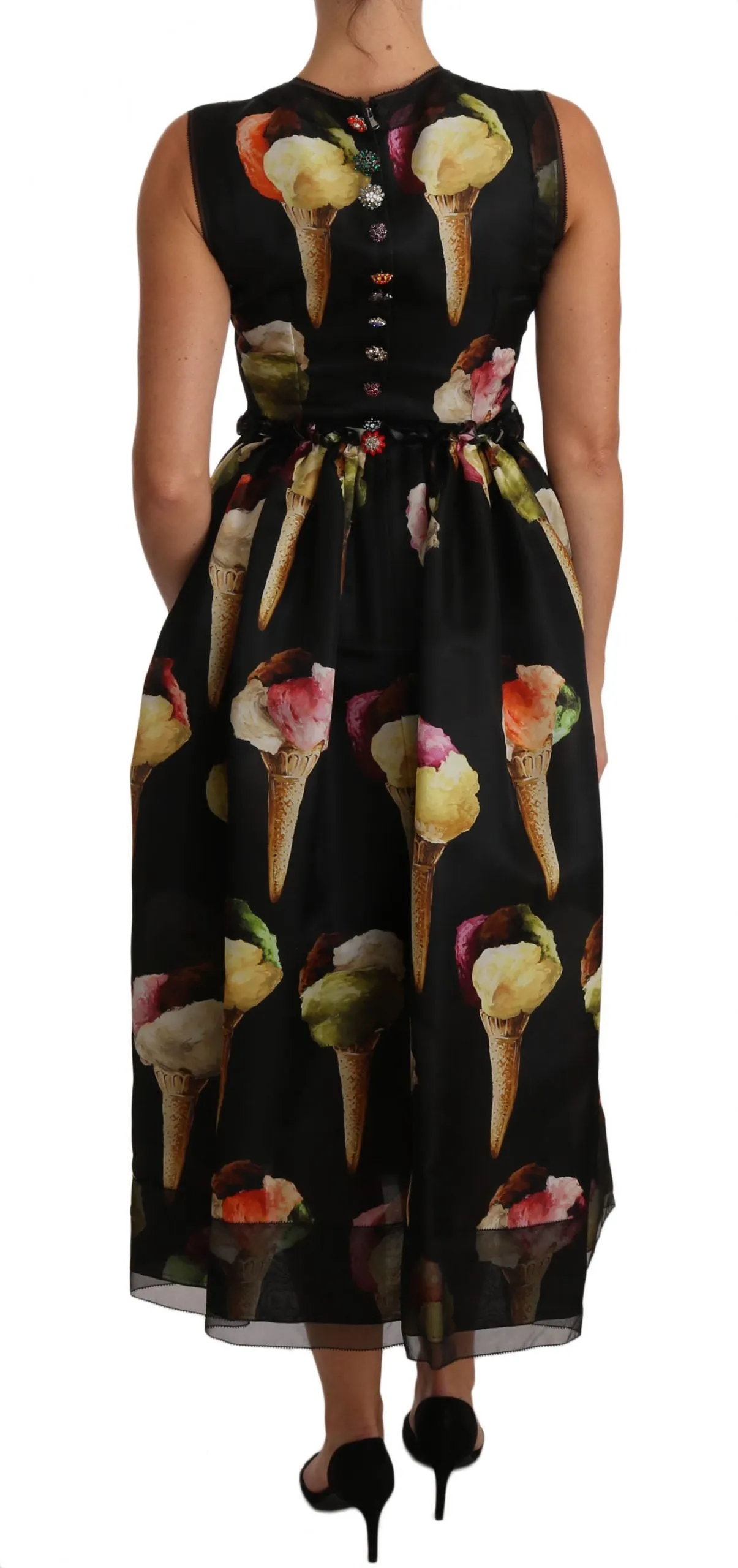 Black Ball Ice Cream Crystal Embellished Dress