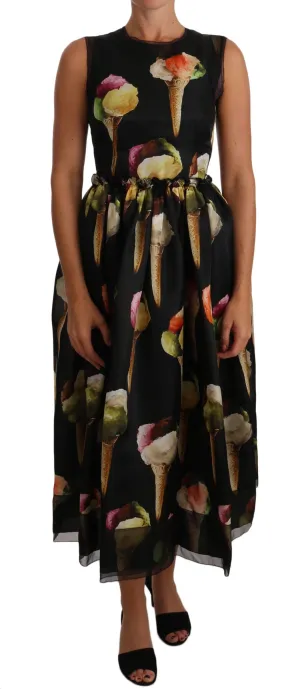 Black Ball Ice Cream Crystal Embellished Dress