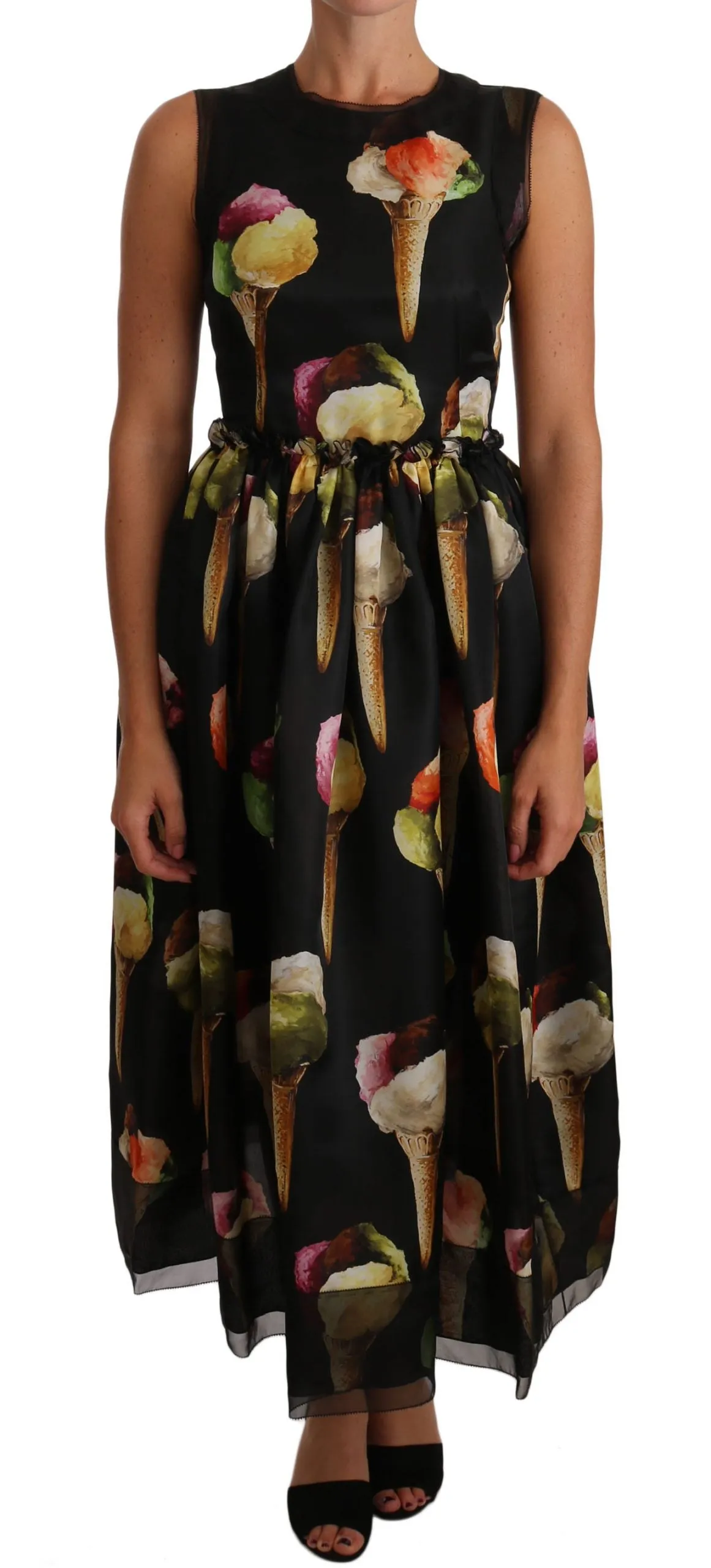 Black Ball Ice Cream Crystal Embellished Dress