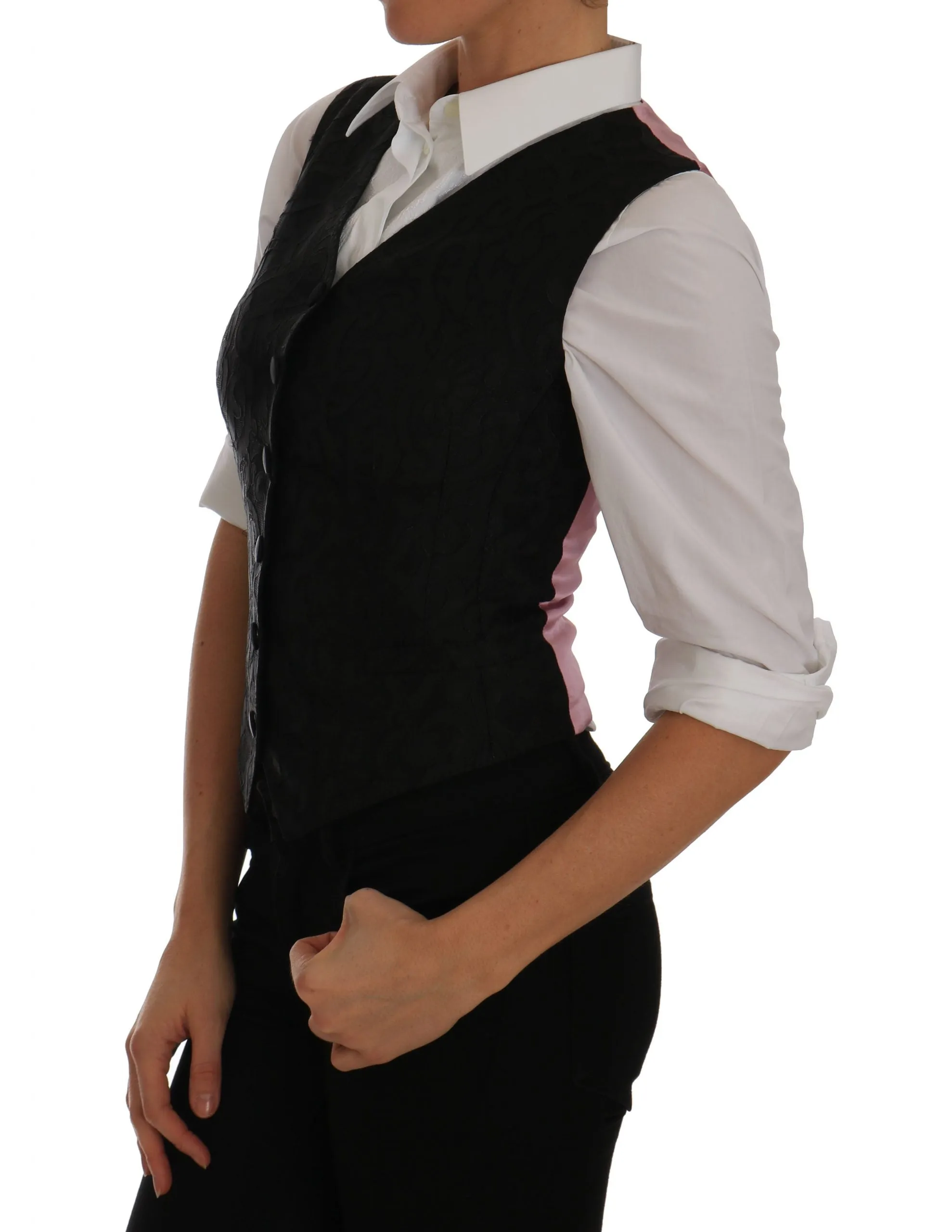 Black Brocade Vest Waistcoat Tank Top