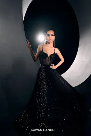 Black corset gown