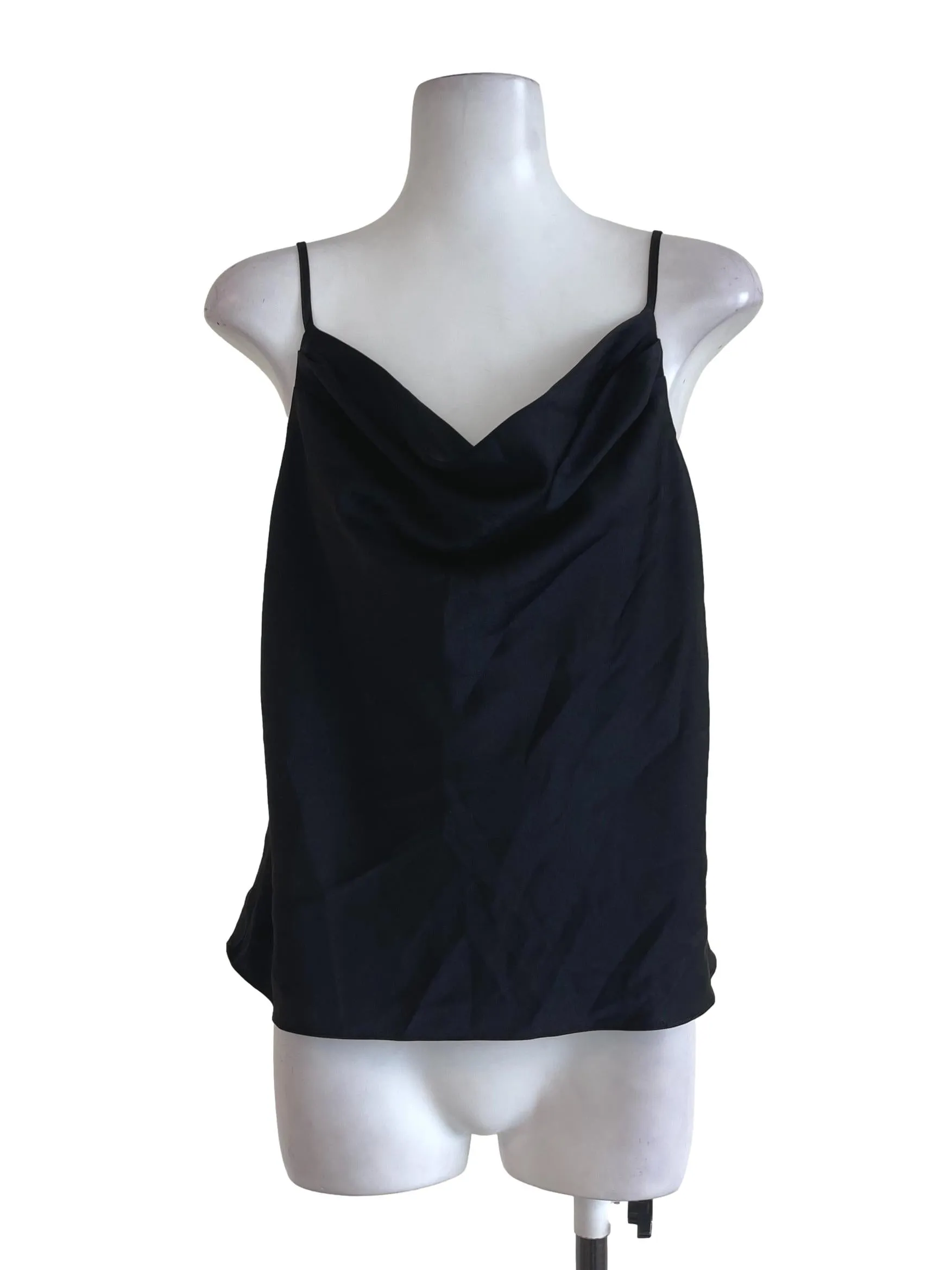 Black Satin Sleeveless Top