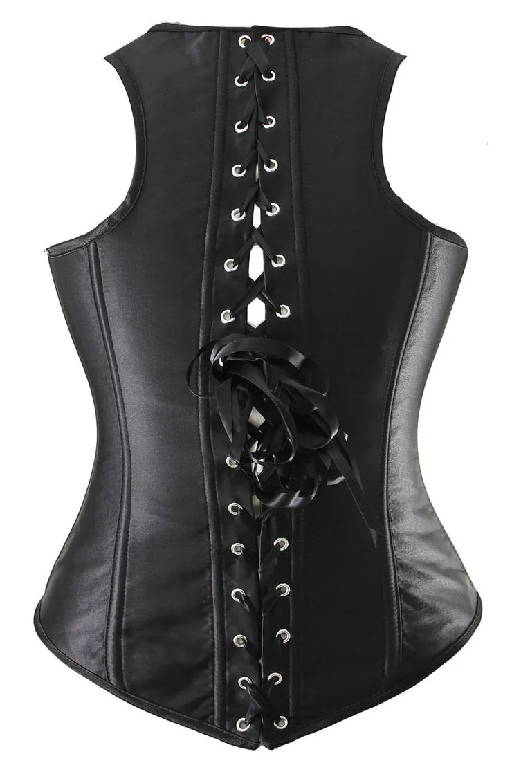 Black Satin Underbust Corset Vest