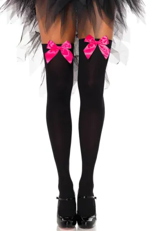 Black thigh highs with pink bow