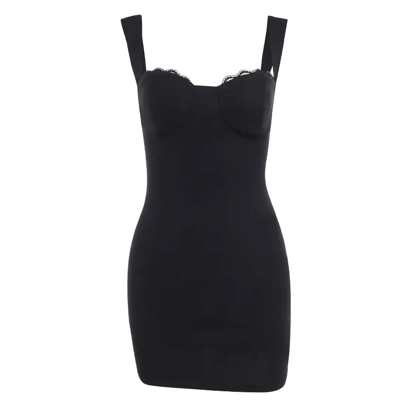 Black Thigh Velvet Bodycon Dress