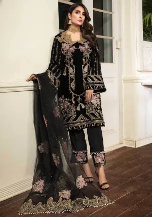Black Velvet Party Dress With Embroidery #Y6211