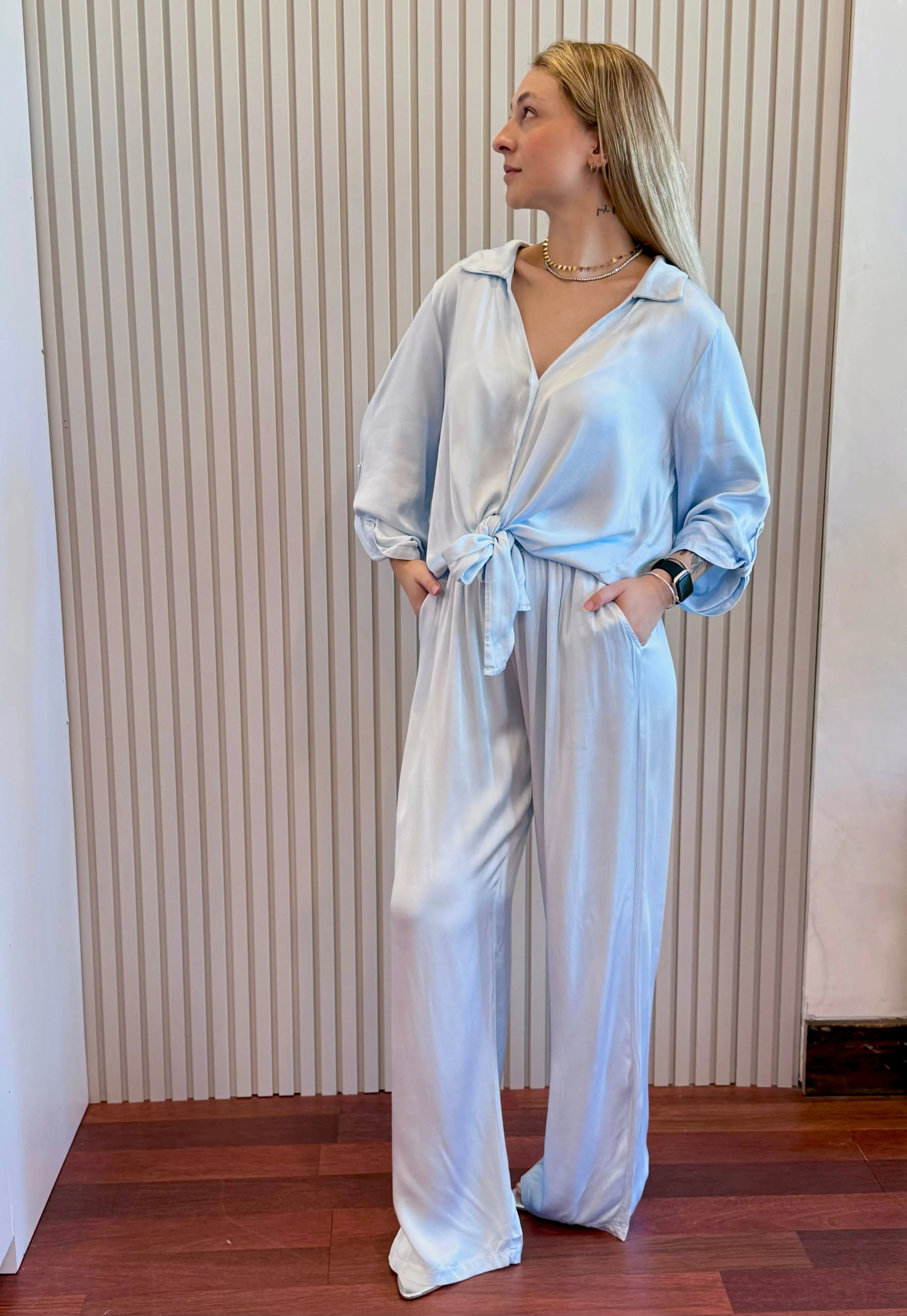BLOUSE L/S SILK SATIN ITALY 22291