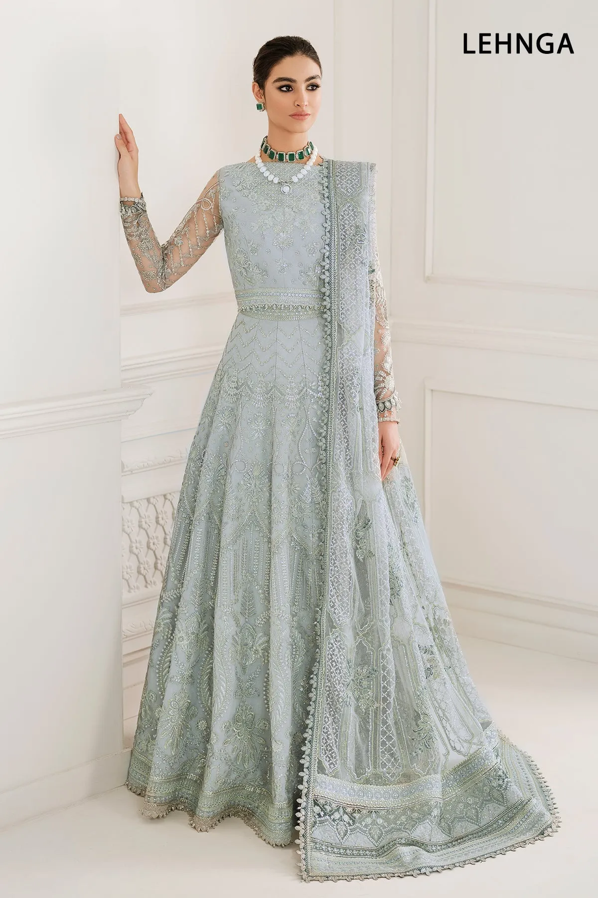 Blue Lehenga Choli and Dupatta Pakistani Party Dress