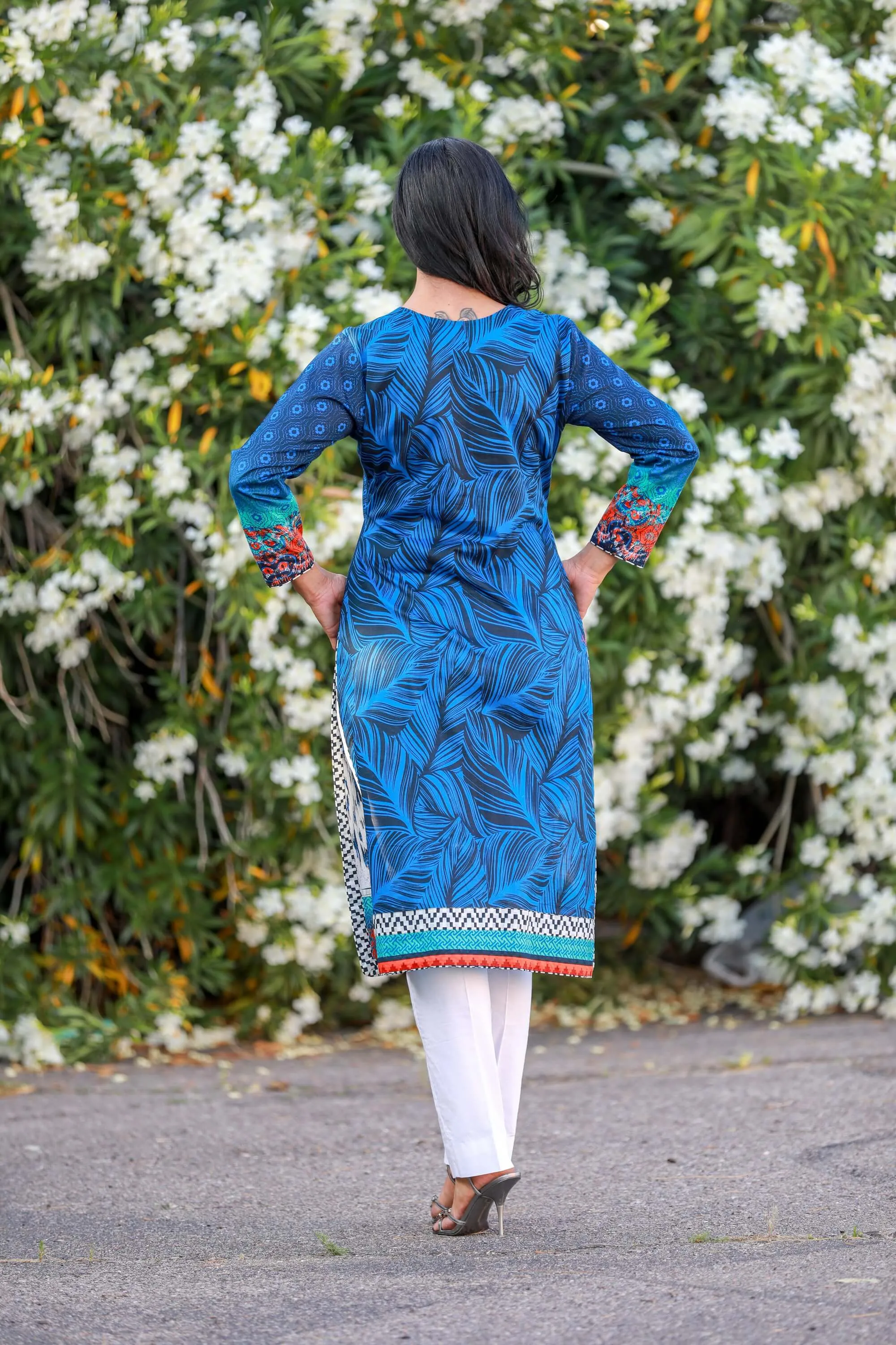 Blue Silk Salwar Kameez Suit