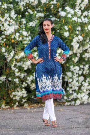 Blue Silk Salwar Kameez Suit