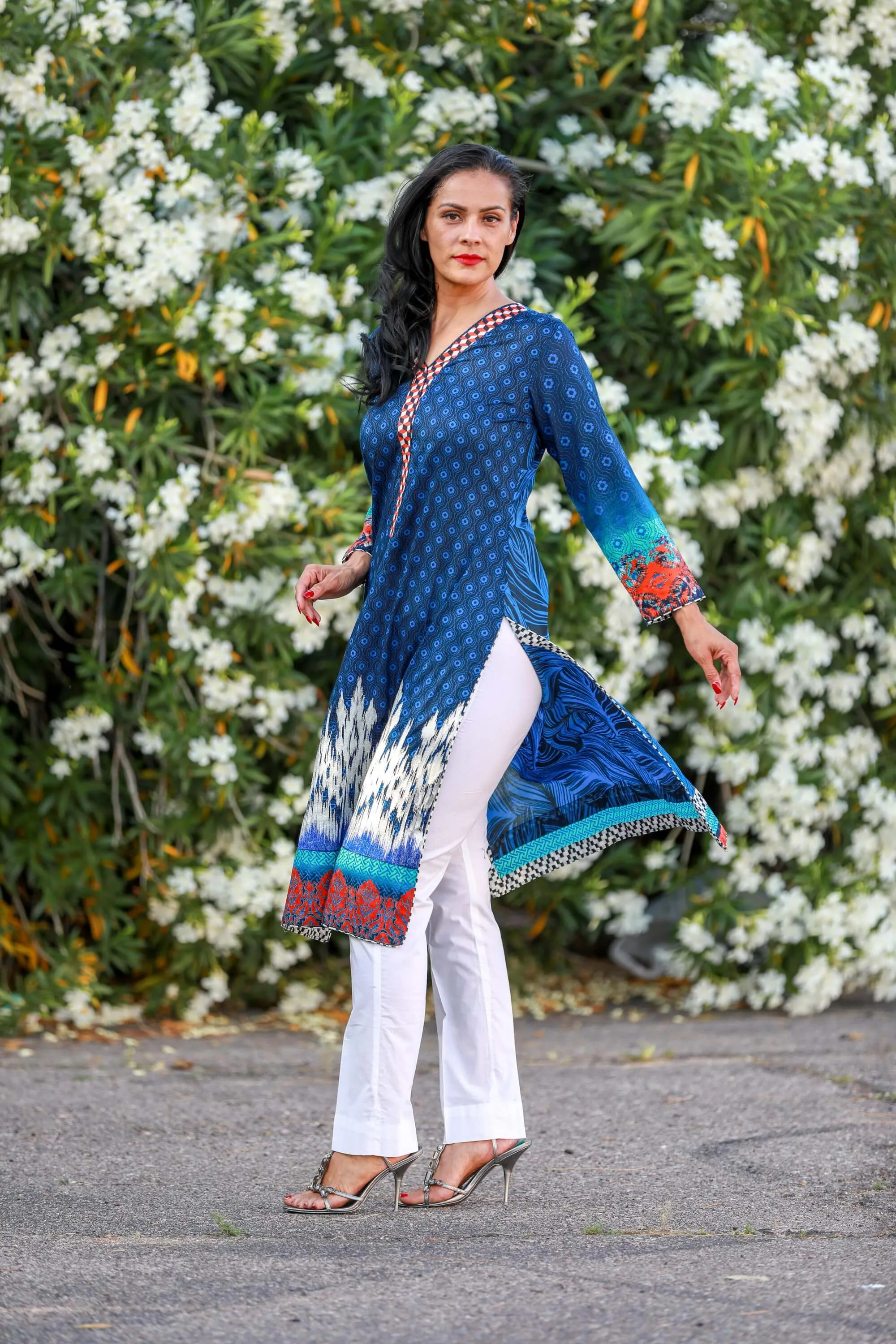 Blue Silk Salwar Kameez Suit