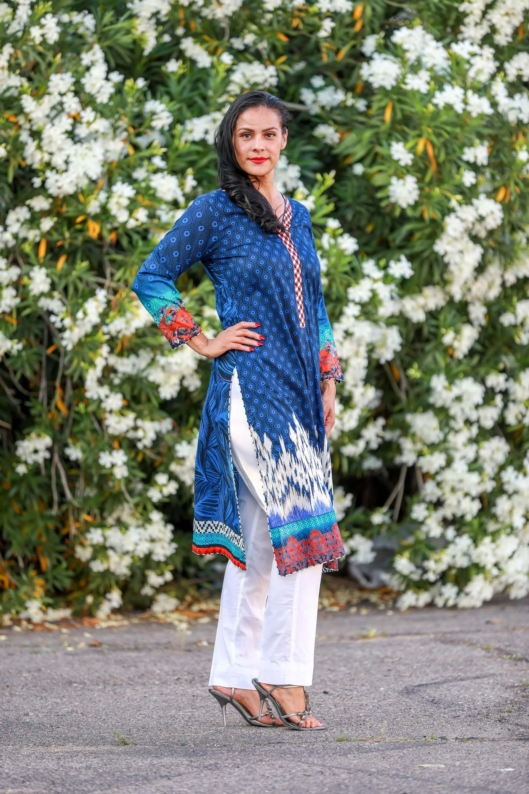 Blue Silk Salwar Kameez Suit