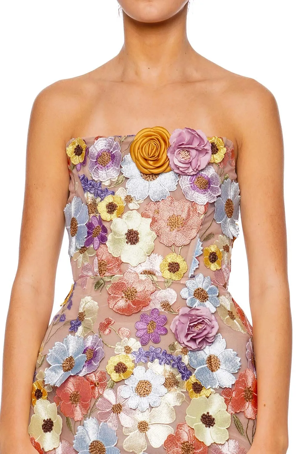 Bouquet Maraya Floral Strapless Mini Dress