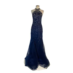 BOUTIQUE Long Beaded Gown Navy Size 10