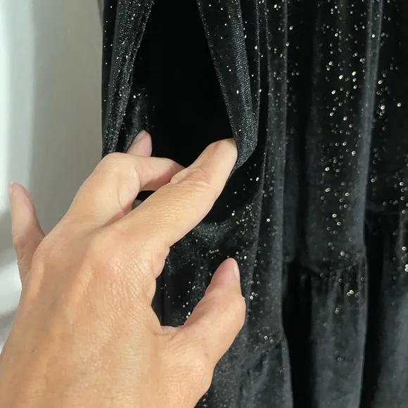 Brand New J. Crew Black Shimmering Velvet Midi Dress - Size 10