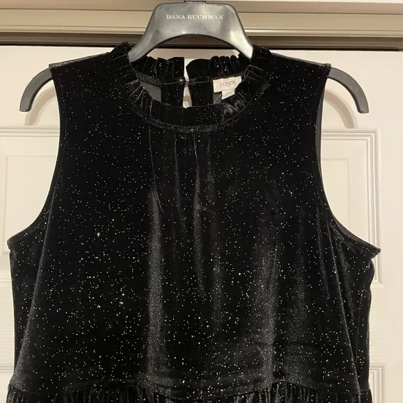 Brand New J. Crew Black Shimmering Velvet Midi Dress - Size 10