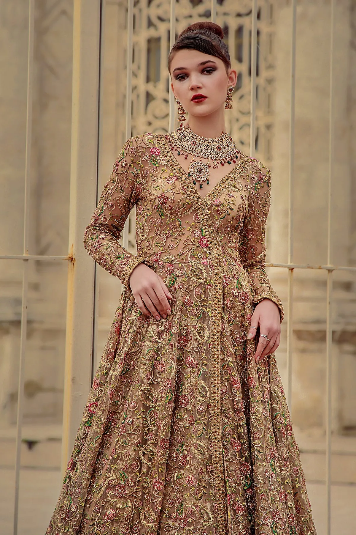 Bridal Angrakha Style Frock with Lehenga Dress #BS904