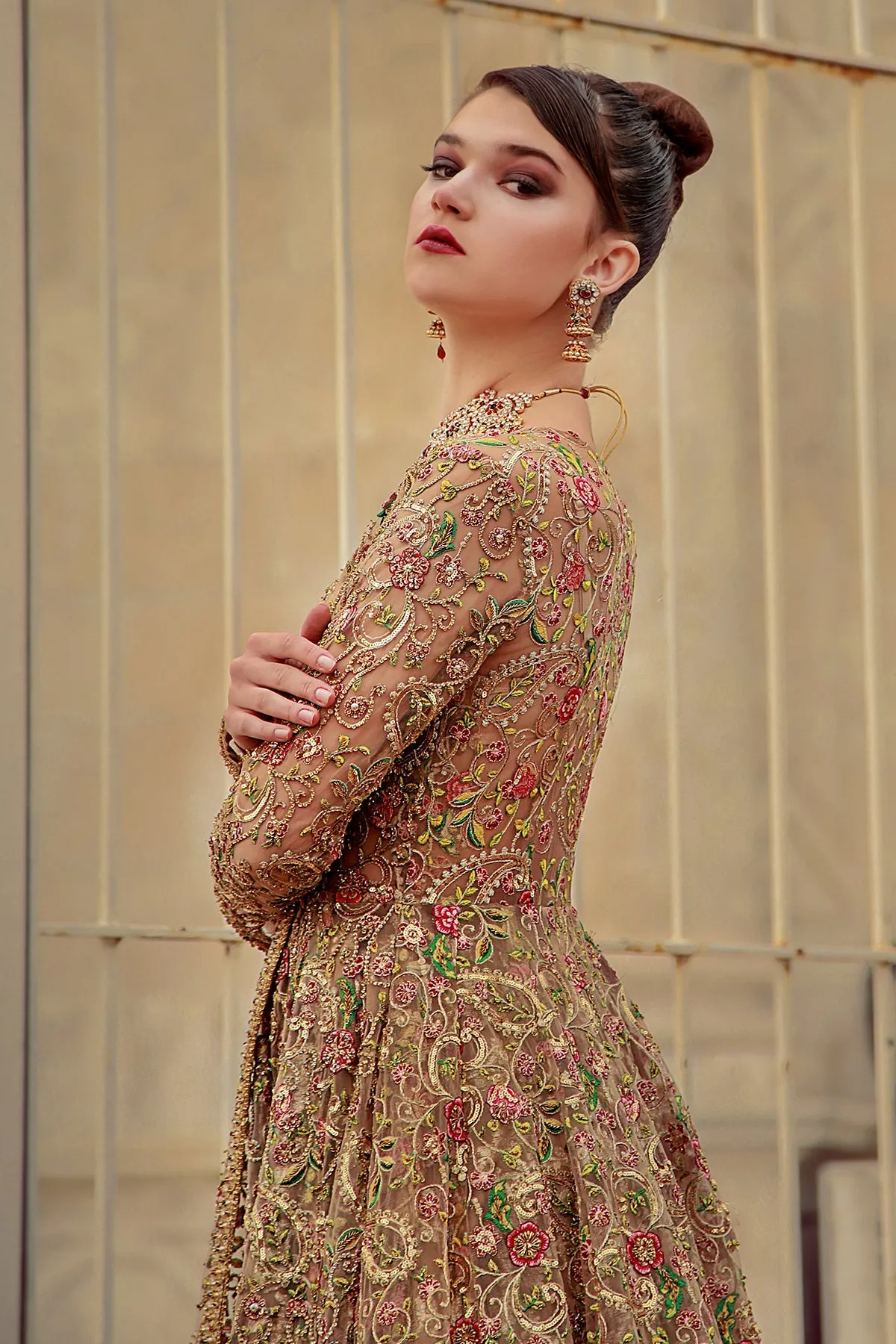 Bridal Angrakha Style Frock with Lehenga Dress #BS904