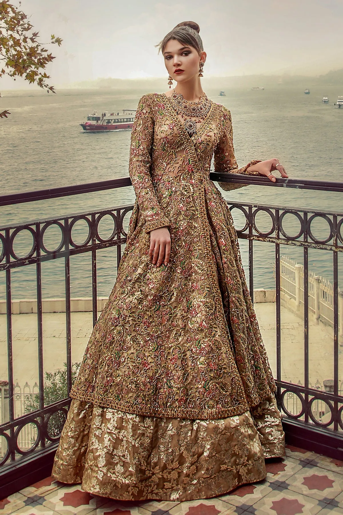 Bridal Angrakha Style Frock with Lehenga Dress #BS904