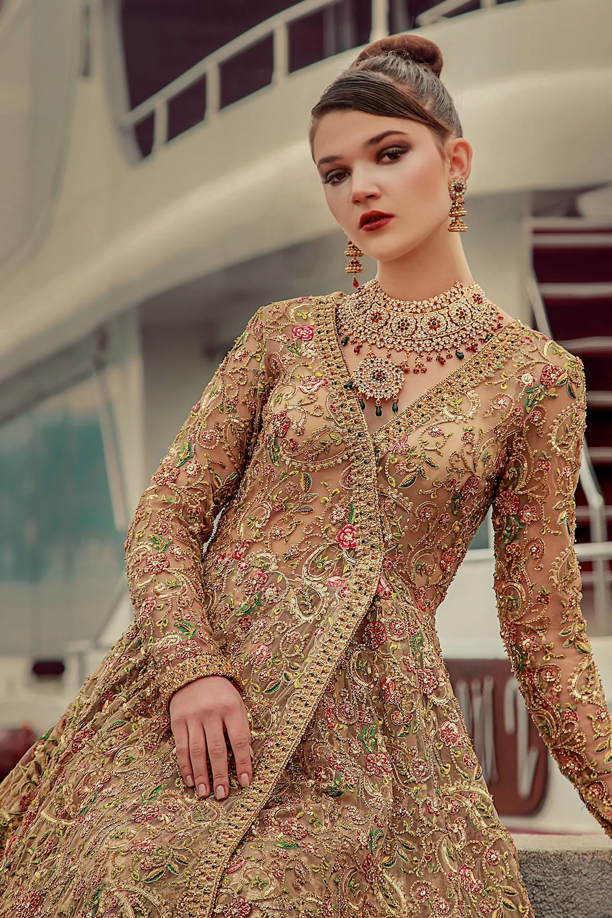 Bridal Angrakha Style Frock with Lehenga Dress #BS904