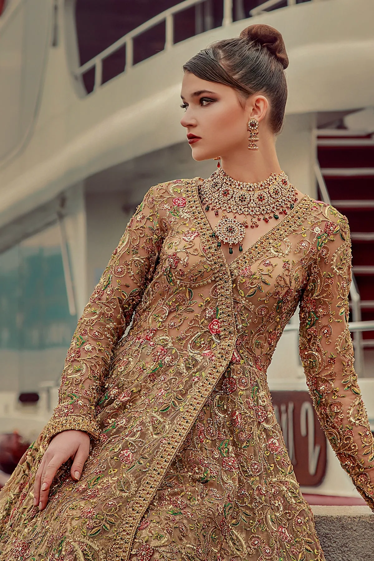 Bridal Angrakha Style Frock with Lehenga Dress #BS904