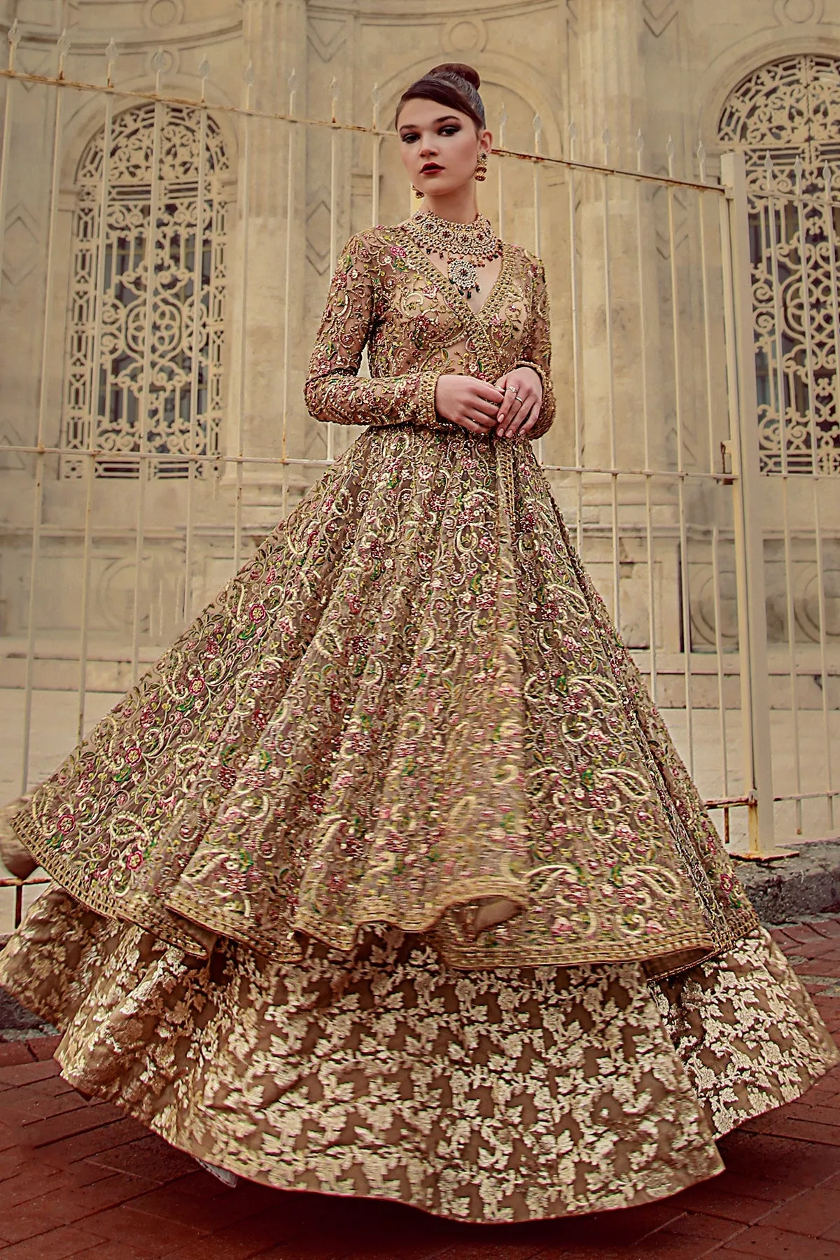 Bridal Angrakha Style Frock with Lehenga Dress #BS904