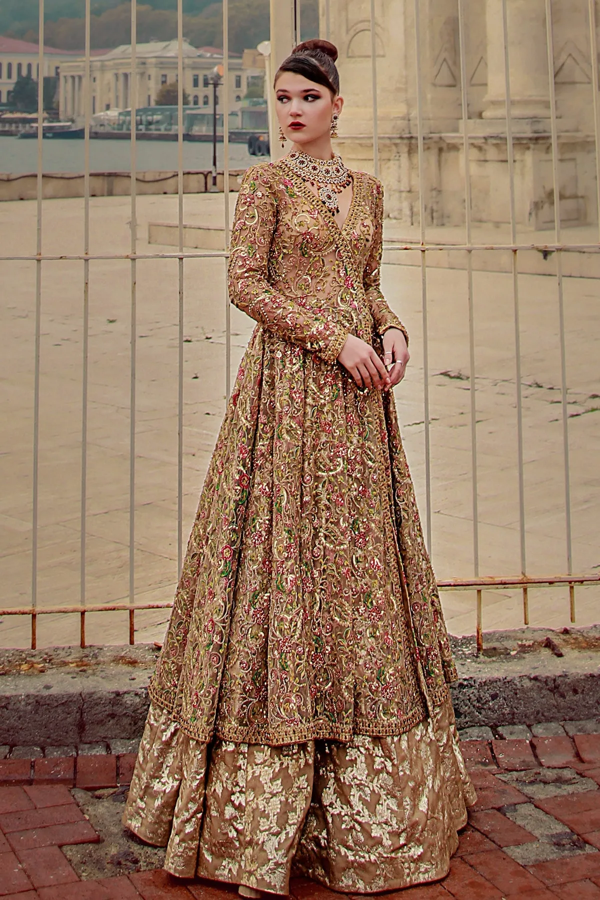 Bridal Angrakha Style Frock with Lehenga Dress #BS904