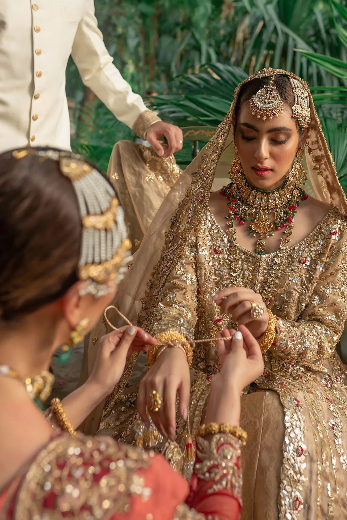 Bridal Wear Golden Lehenga Gown for Indian Bridal Wear