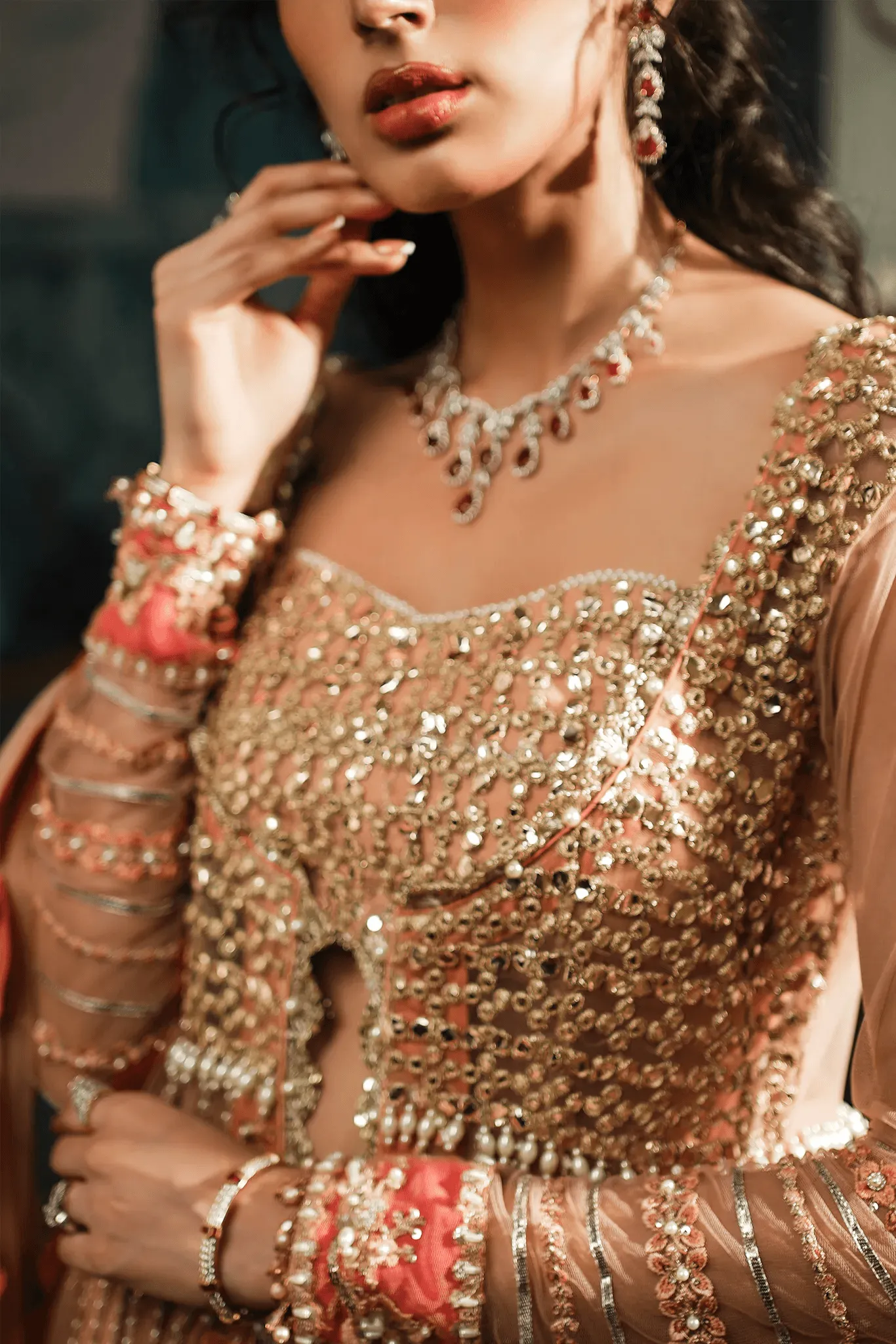 Bridal Wedding Dress in Open Gown and Lehenga Style