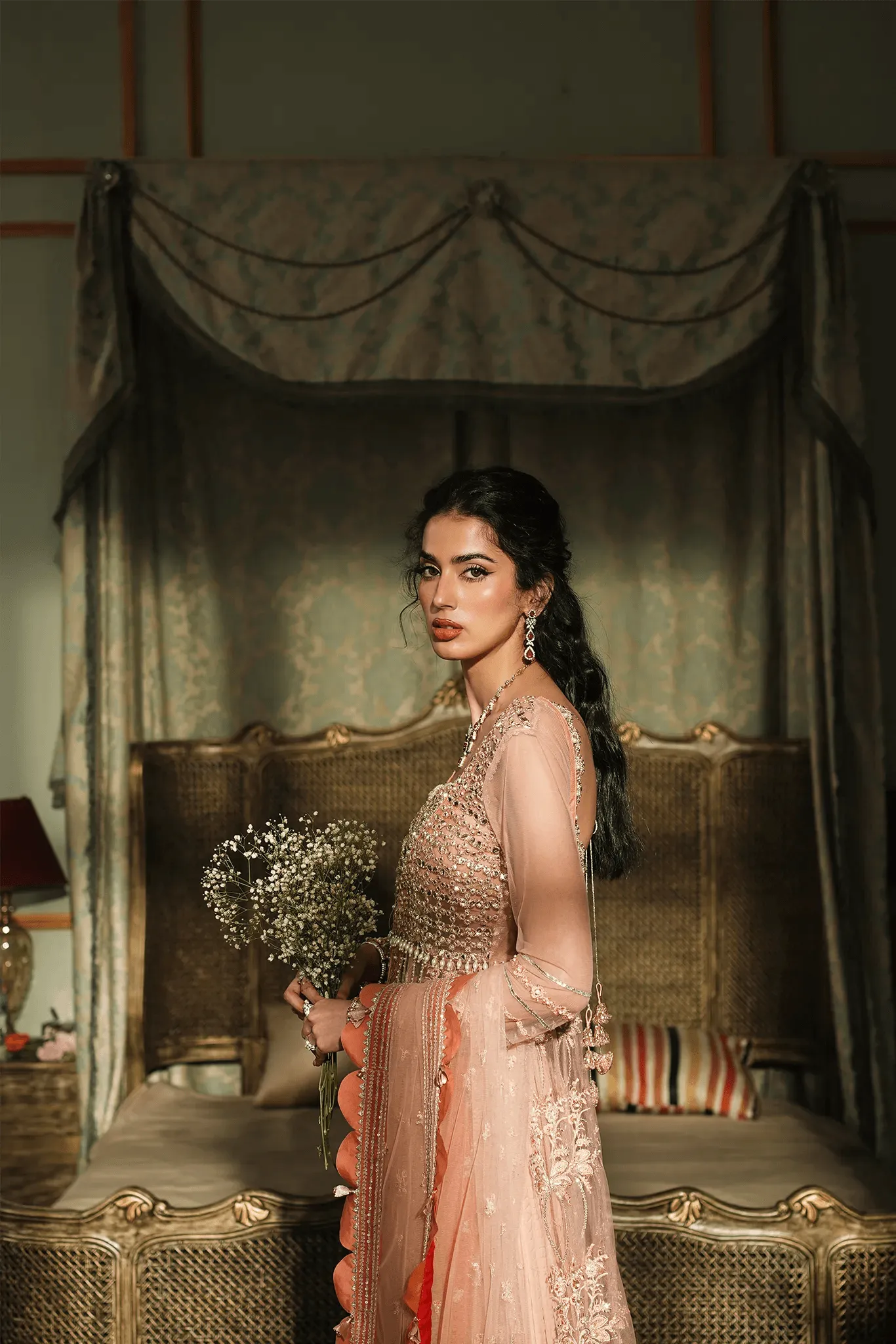 Bridal Wedding Dress in Open Gown and Lehenga Style