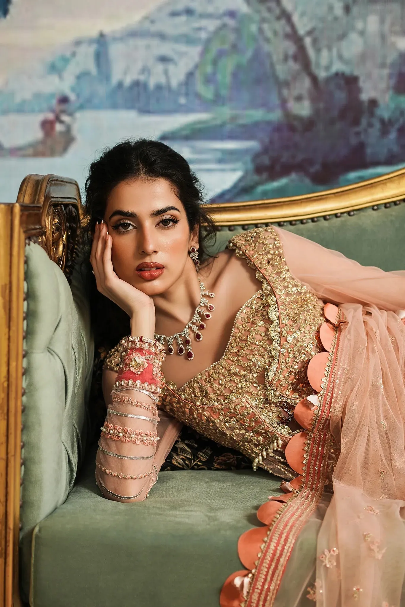Bridal Wedding Dress in Open Gown and Lehenga Style
