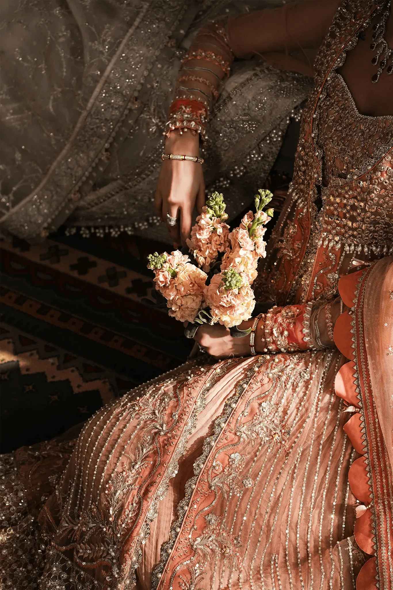 Bridal Wedding Dress in Open Gown and Lehenga Style