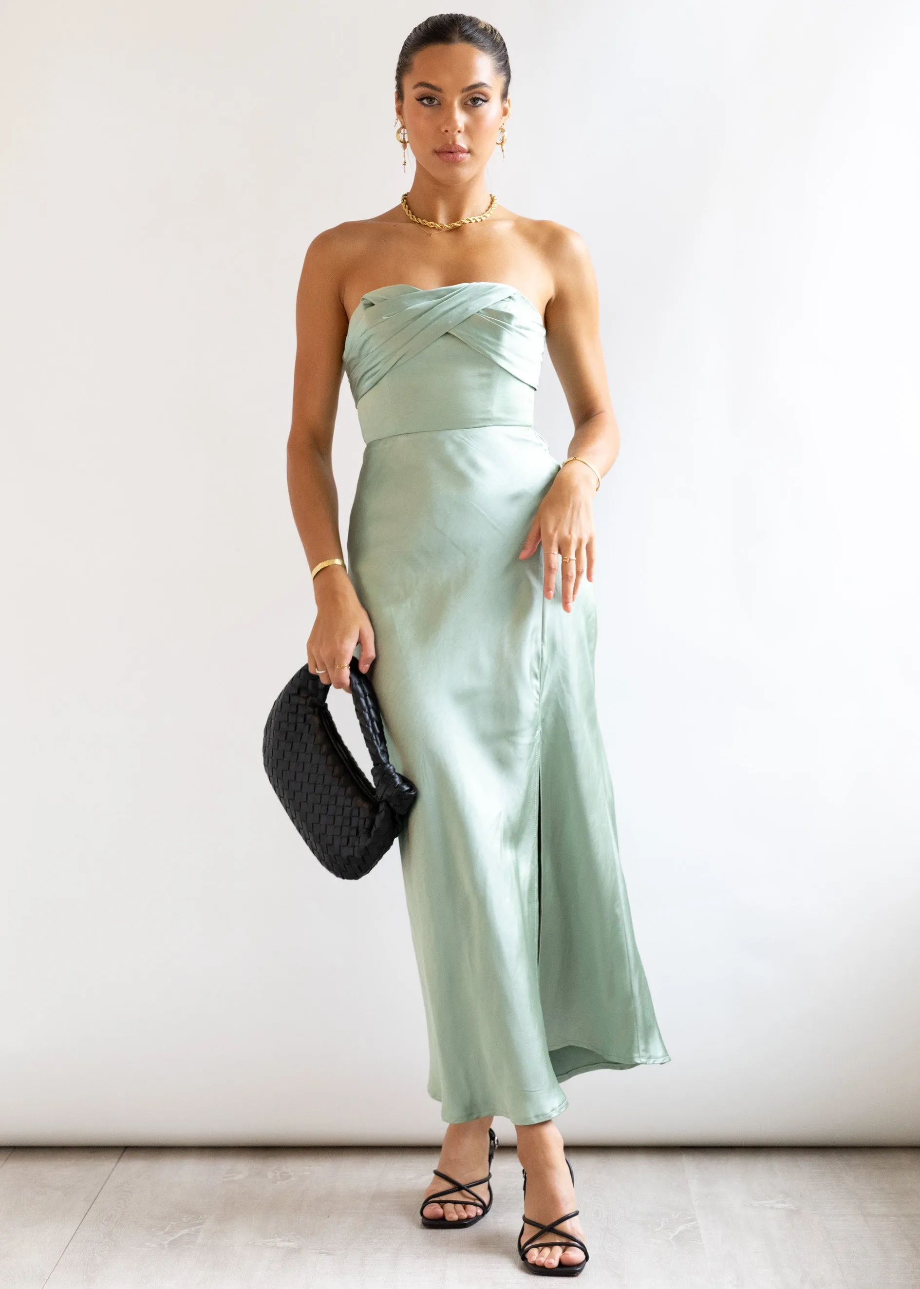 Briya Strapless Midi Dress - Sage