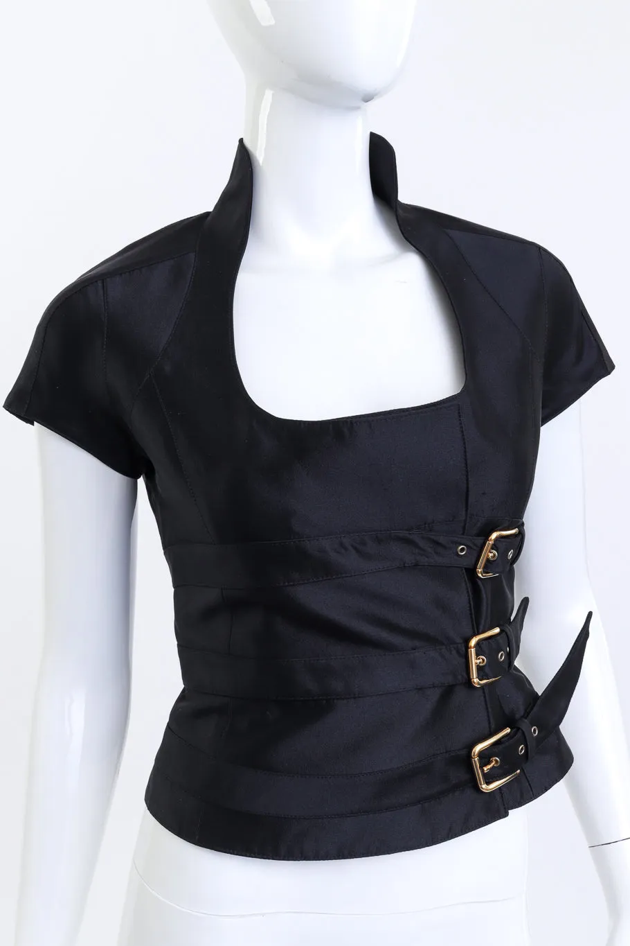 Buckle Corset Silk Top