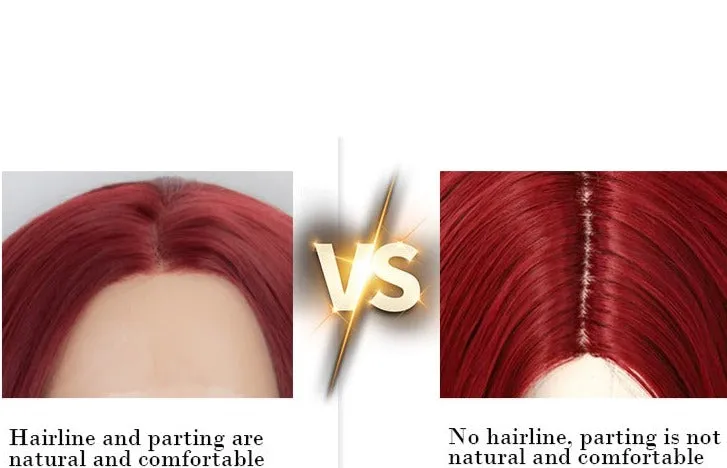 Burgundy Middle Parting Wavy Lace Wig