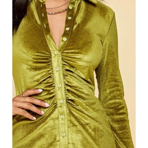 🆕Button down ruched velvet dress