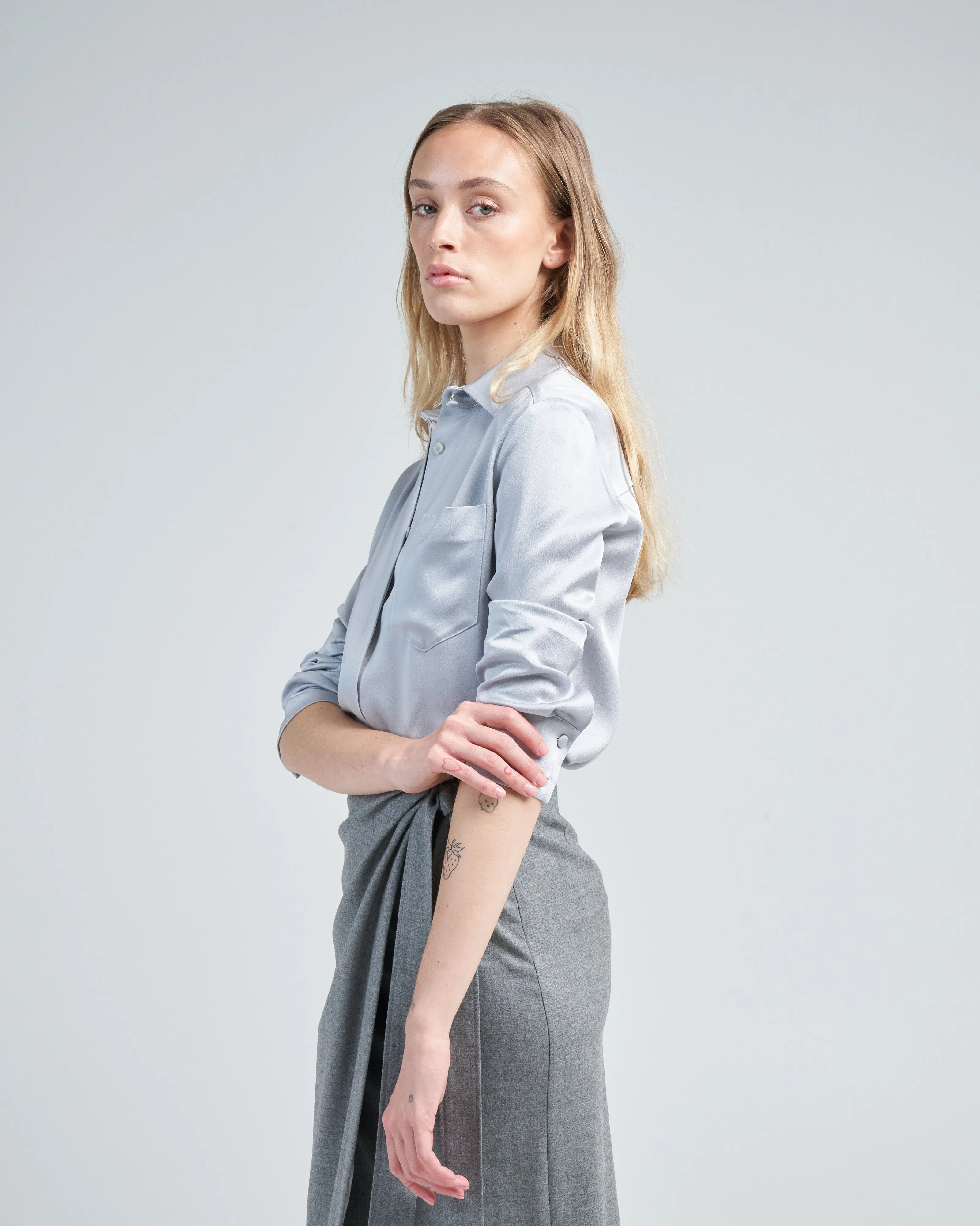 button up silk shirt