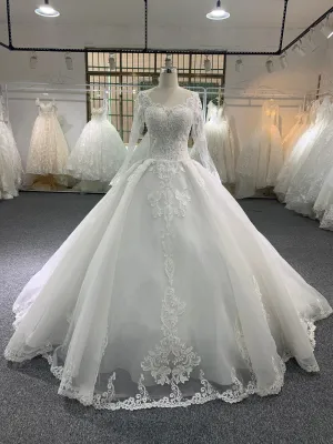 BYG 29649 beautiful lace long sleeves wedding dress