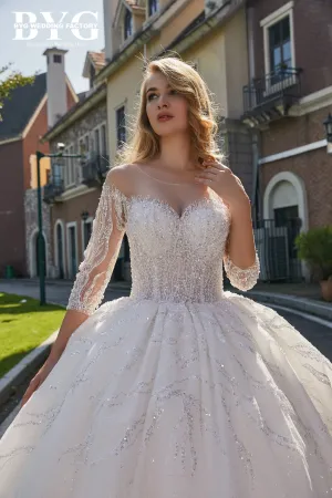 BYG #B202 bling crystal beaded wedding gown