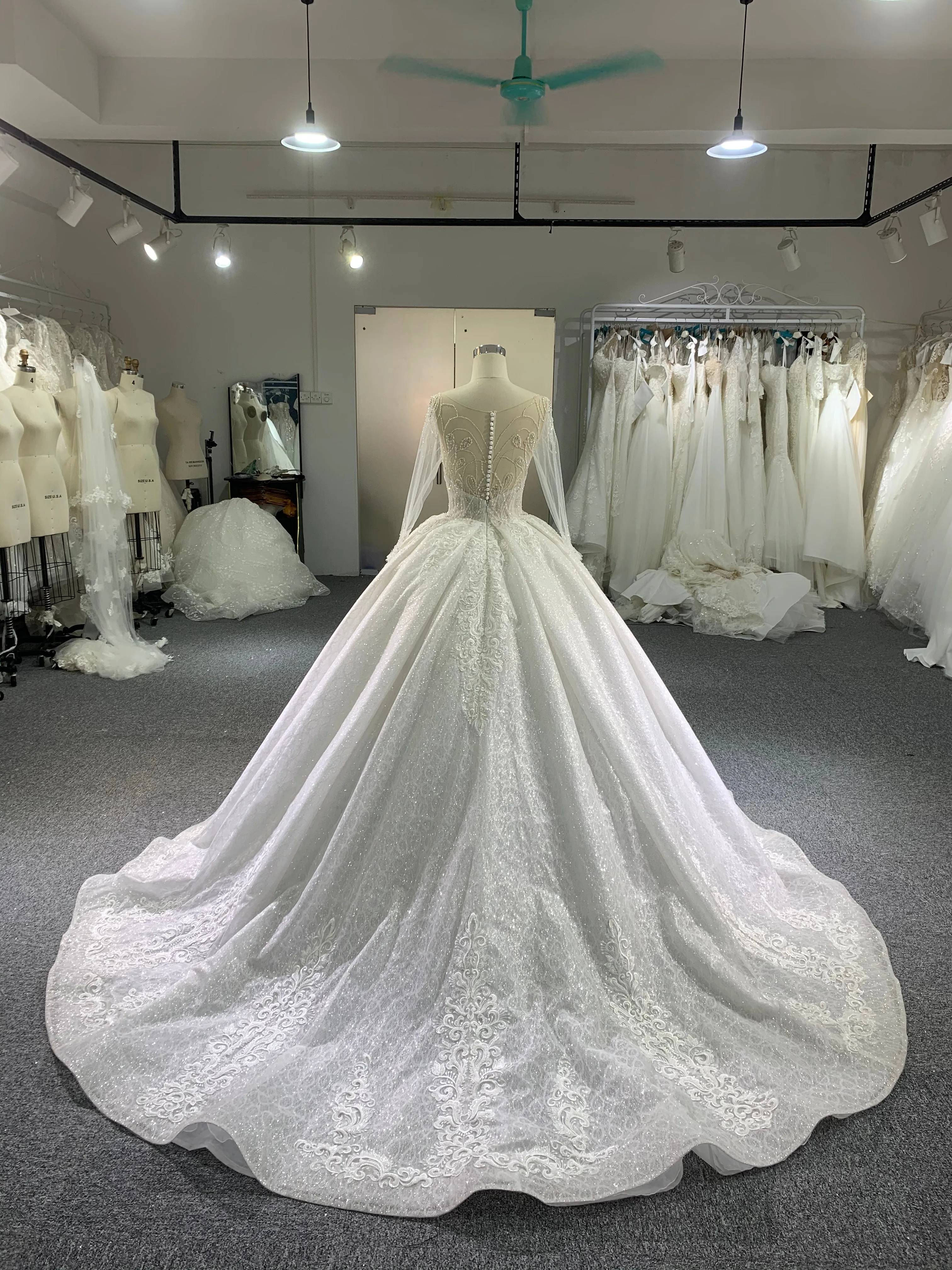 BYG luxury beaded button and lace up ball gown