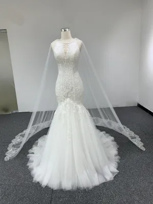 BYG sexy beautiful mermaid wedding dress with shawl