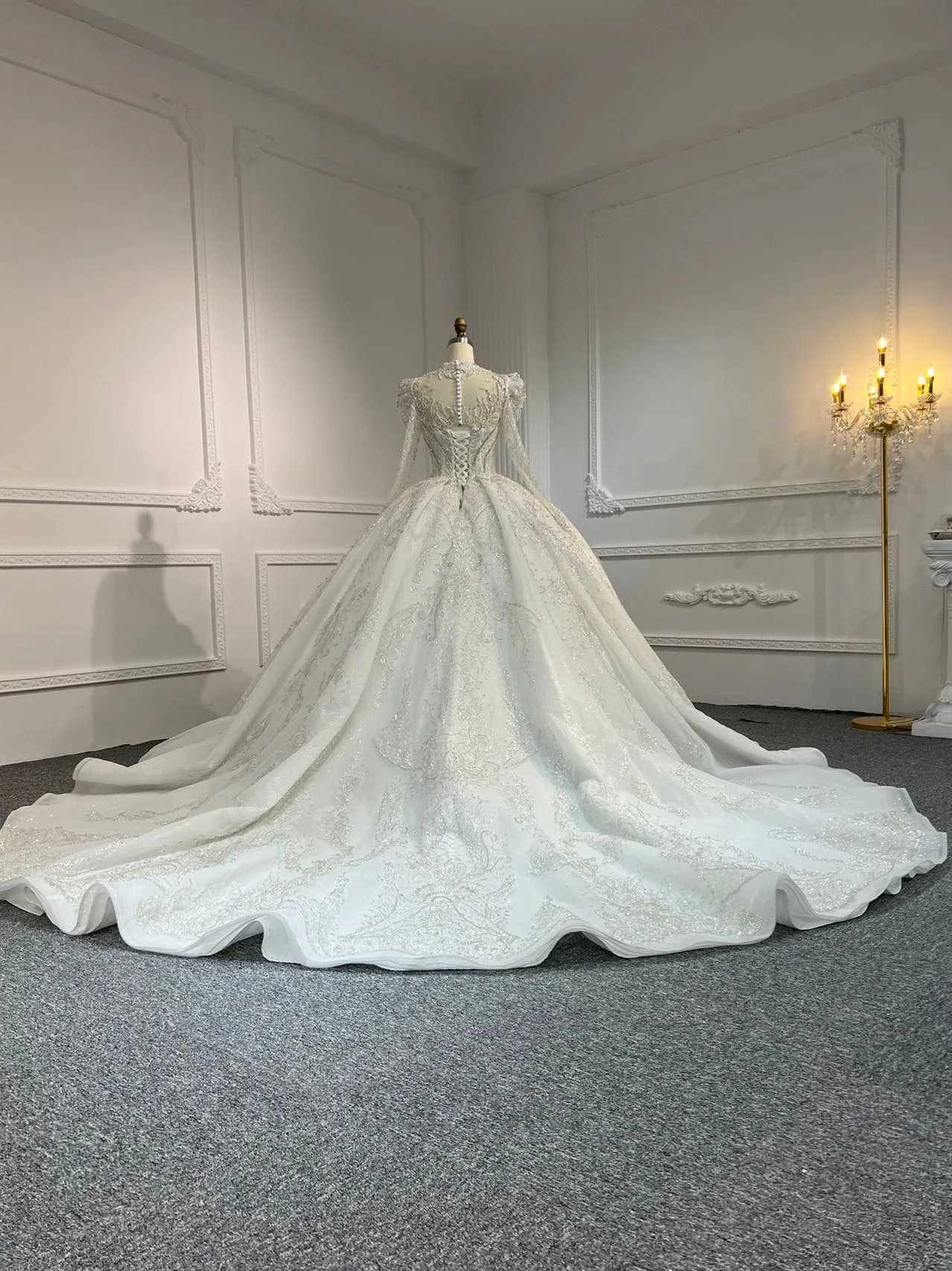 BYG#Z316 LUXURY LAYERING LONG SLEEVES WEDDING DRESS