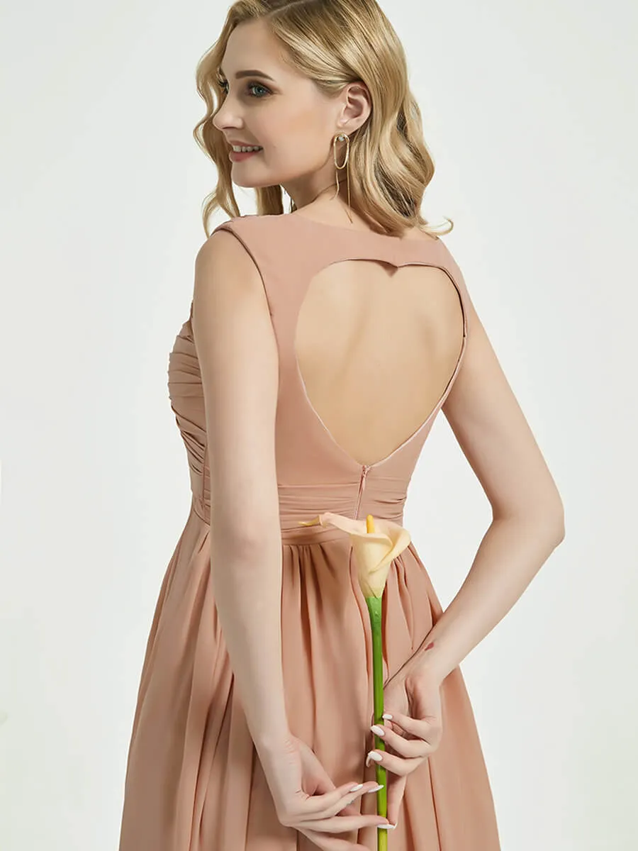 Cabernet Sweetheart Backless Chiffon Floor-Length Bridesmaid Dress