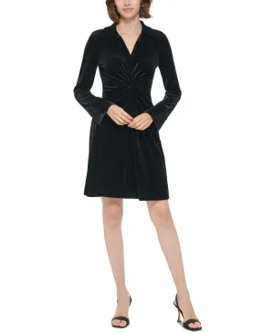 Calvin Klein Womens Twist-Front Velvet Fit & Flare Dress 16545f1ee81076