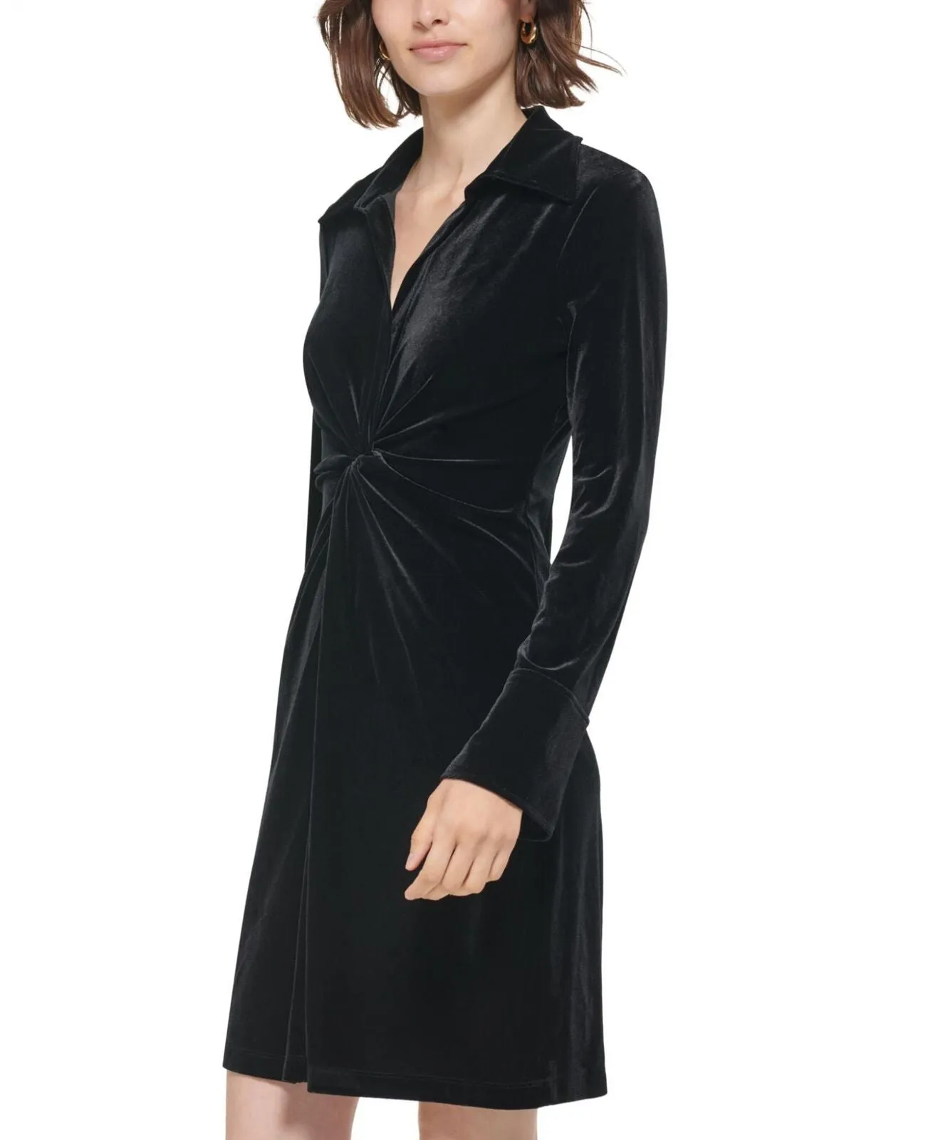 Calvin Klein Womens Twist-Front Velvet Fit & Flare Dress 16545f1ee81076