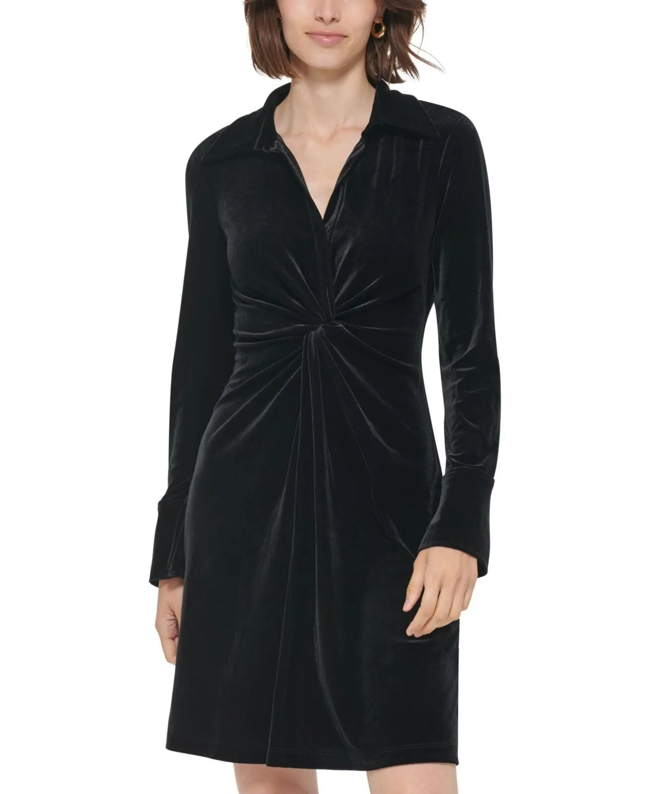 Calvin Klein Womens Twist-Front Velvet Fit & Flare Dress 16545f1ee81076