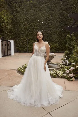 Casablanca Size 14 2462 Carrie Ivory/Nude/Silver Gown