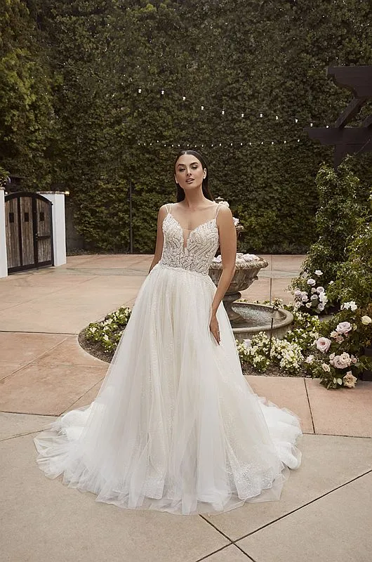 Casablanca Size 14 2462 Carrie Ivory/Nude/Silver Gown